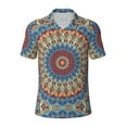 thumbnail image 2 of Daiia Round Mandala Pattern Men’s Polo Shirts,Solid Deck Shirt,Classic Fit, Breathable Cotton Polo for Casual and Sport Wear-Small, 2 of 7