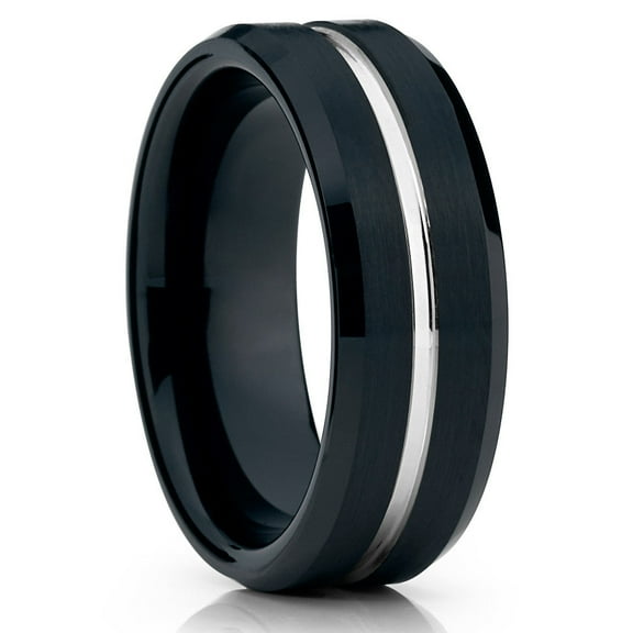 Black Tungsten Wedding Ring,Silver Tungsten Ring,Engagement Ring,Black Wedding Ring,8mm Wedding Ring,Comfort Fit