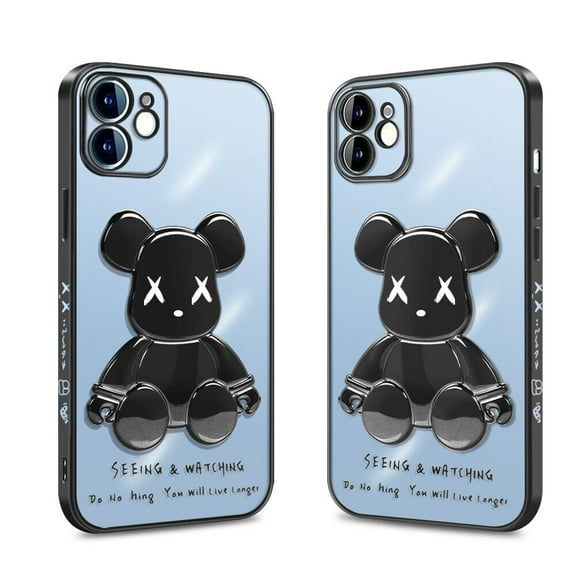 FIEWESEY Compatible iPhone 12 Phone Case, Cool Bear Shockproof Fashion Full Protection Soft TPU Scratch Slim Case for iPhone 12 6.1 inch (Black)