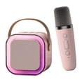 thumbnail image 4 of Mini altavoz de Karaoke con micrófono, máquina de Karaoke para niños y adultos, micrófono portátil para en casa y en familia con altavoz para 1 micrófono rosa, 4 of 9