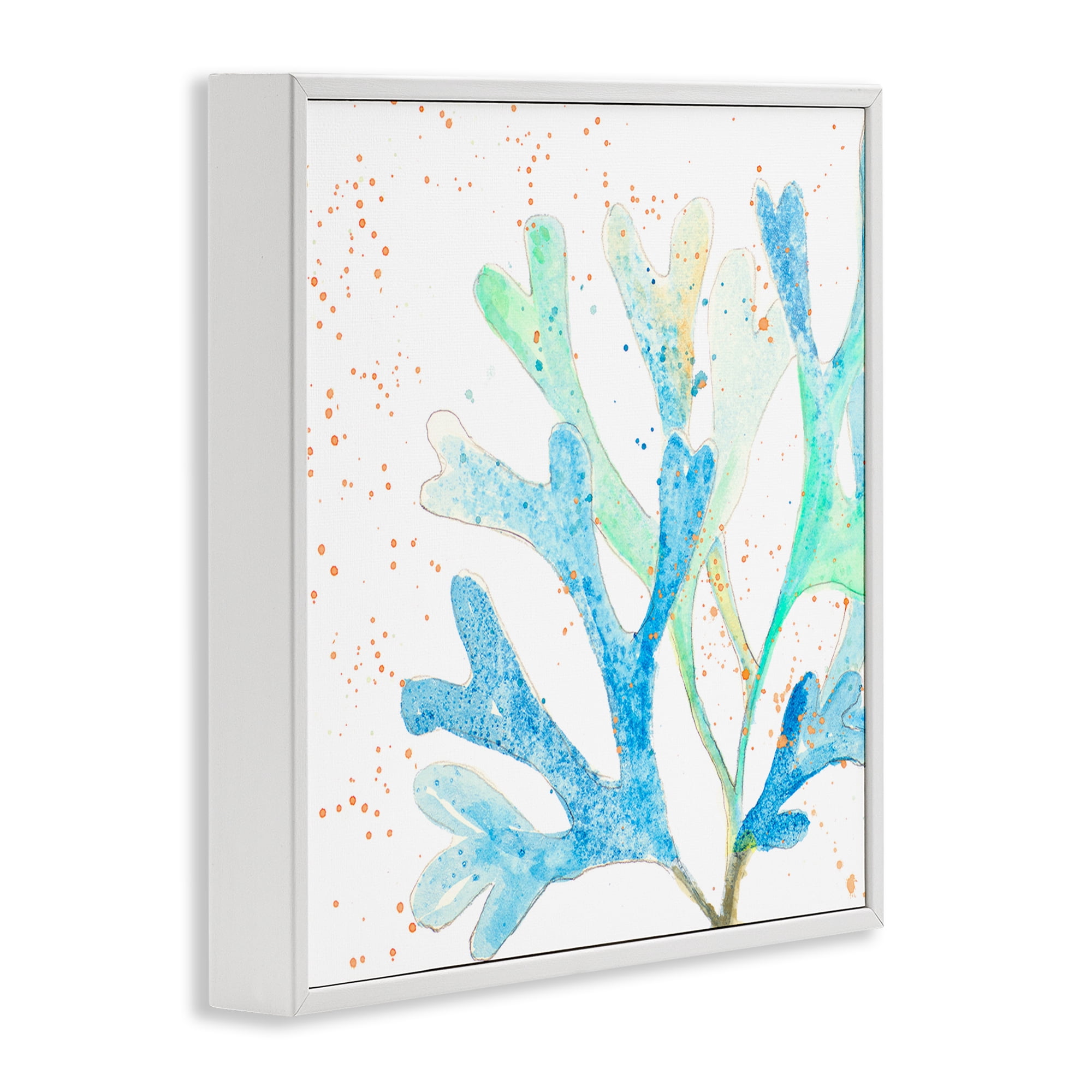 Stupell Industries Modern Blue Coral Coastal Painting White Framed Art Print Wall Art, 24 x 24