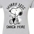 thumbnail image 3 of Peanuts - Worry Less Snack More Snoopy - Juniors Fitted Graphic T-Shirt, 3 of 6