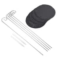 thumbnail image 1 of Unique Bargains Slate Round Shape Plant Labels with Stainless Steel Hanging Rod Pen 5 Pack, 1 of 5