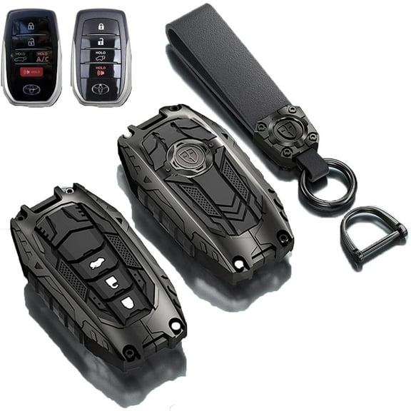 Heavy Metal Key Fob Cover Case Protector for Toyota,Key Case Holder Full Protection for 2019-2024 Venza, RAV4 Prime, Land Cruiser, Fortuner, Grand Highlander, Corolla Cross, Hilux