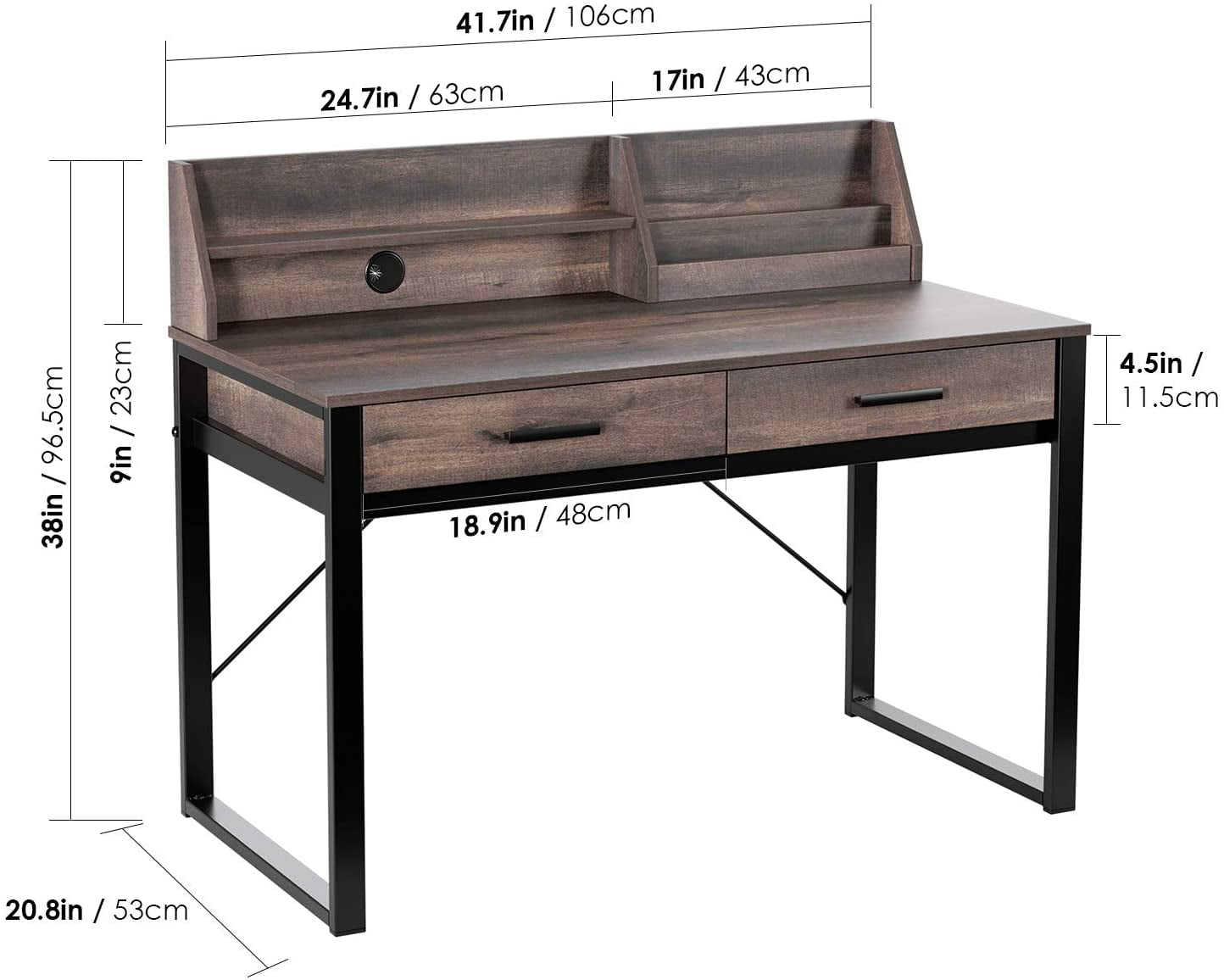 FamGear Wooden Study Writing Desk Table for Office, Laptop Computer Table  with 6 Drawers & Keyboard Storage for Home and Office