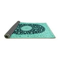 thumbnail image 2 of Ahgly Company Indoor Square Medallion Turquoise Blue Traditional Area Rugs, 4' Square, 2 of 4
