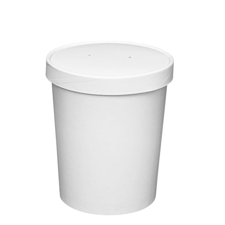 Comfy Package 12 oz. Paper Food Containers with Vented Lids, to Go Hot Soup  Bowls, Disposable Ice Cream Cups, White - 25 Sets