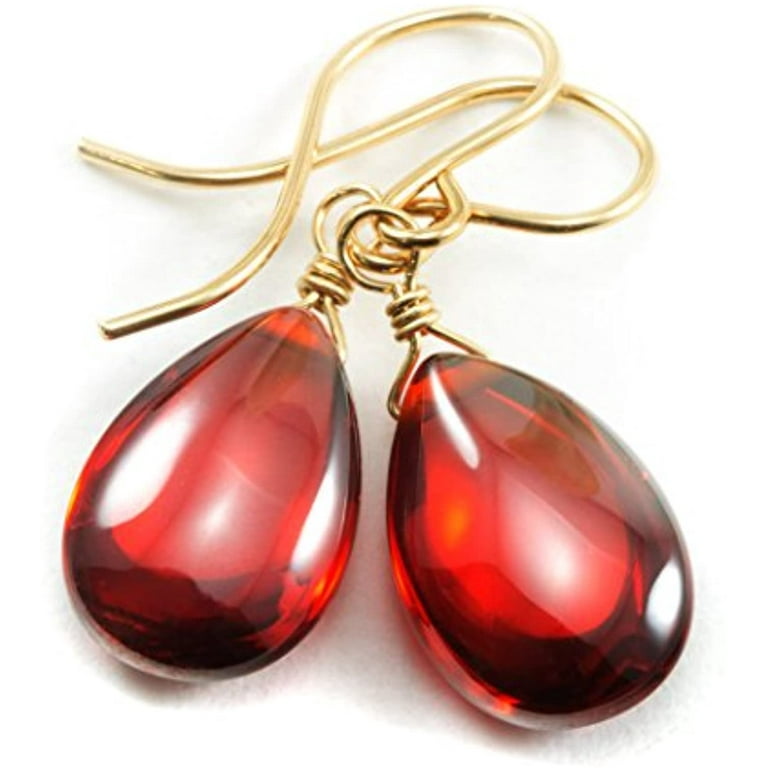 14k Gold Filled Cubic Zirconia Red Earrings Smooth Cut Teardrop Simulated Garnet In Cz Simple Everyday Dainty Drops Designed for Adult Women and Teen Girls Walmart