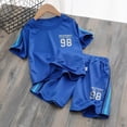 thumbnail image 2 of NIEWTR Boys Clothes Daily Casual Short Sleeve Top + Elastic Waist Shorts 2 Pieces Outfit Set(A01-Blue,6-7 Years), 2 of 4