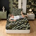 thumbnail image 3 of Manfei Rustic Camouflage Twin Fitted Sheet, Contemporary Art Camo Bedding, Olive Green, 2pcs, 1 Fitted Sheet and 1 Pillowcase, 3 of 6