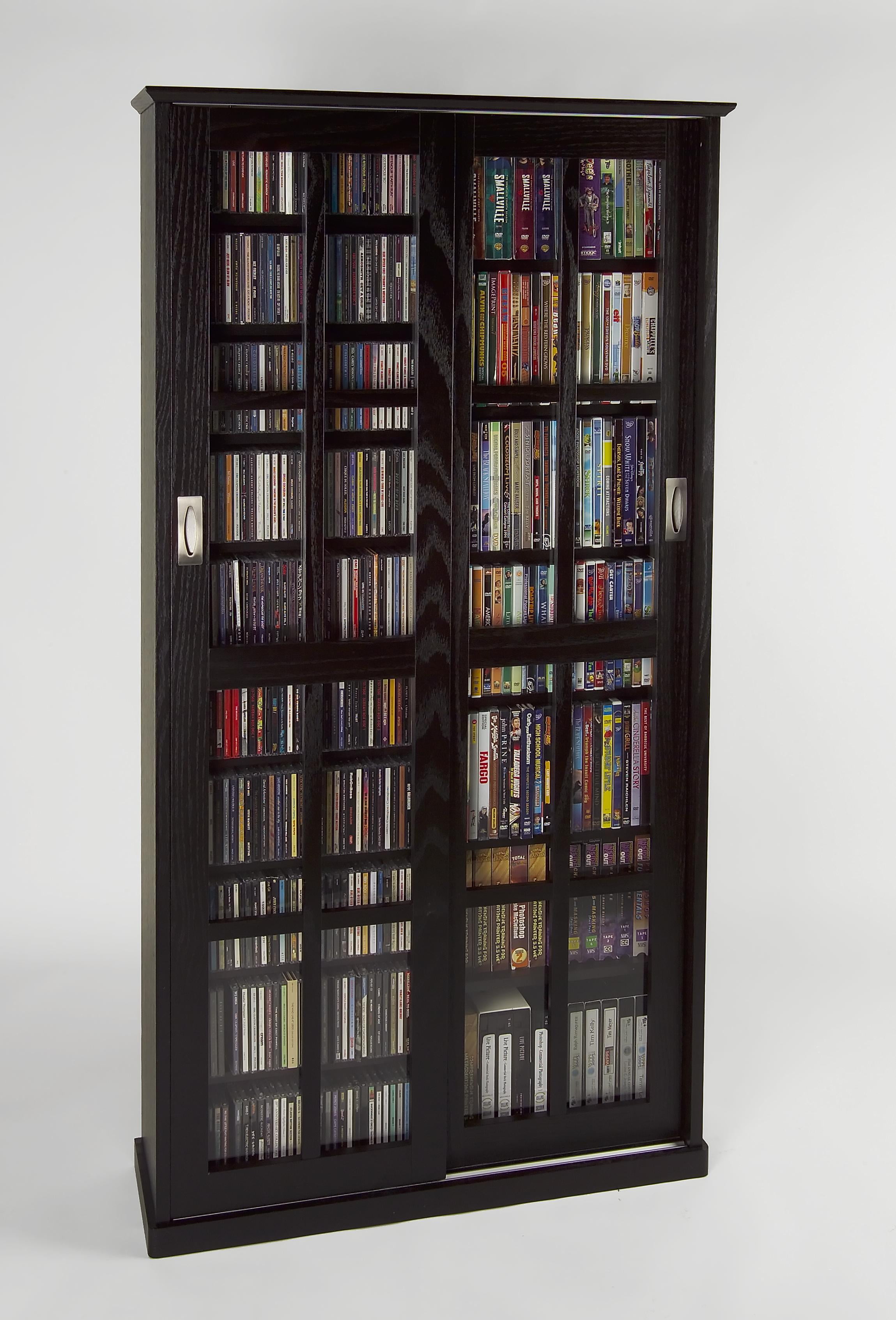 Leslie Dame Cd Dvd Wall Rack Multimedia Cabinet In Walnut