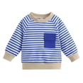 thumbnail image 2 of Swuxness Toddler Long Sleeve Sweatshirts, Toddler Fall Tops, Kids Striped Pocket Crew Neck Unhooded Sweatshirt for Boys and Girls Blue, 3-4 Years, 2 of 3