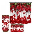 thumbnail image 2 of Ensemble de 4 Pièces Rideau de Douche Valentines Romantique Rose Polyester Rideaux de Douche de Jour Valentines avec Crochets pour Salle de Bain 71 * 71inch, 2 of 13