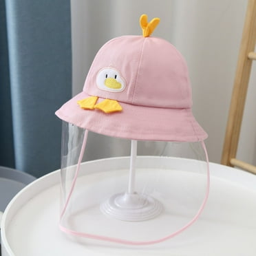 Kids Dust Proof Sun Hat Cotton Cartoon Adjustable Face Visor Guard Hat for Baby Children Pink