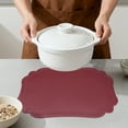 thumbnail image 4 of Solid Placemats Set of 6 Leather Placemats for Kitchen Dining Table Decor Washable Heat Resistant Table Placemats Sturdy Table Mat Wine Red 17.7*11.8inch, 4 of 6
