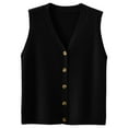 thumbnail image 4 of UJNDER Women's Casual Sleeveless Knitted V Neck Button Ribbed Sweater Black M, 4 of 4