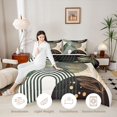 thumbnail image 3 of Castle Fairy Boho Tropical Leaf Twin Comforter Sets 3-Piece for Kids, Geometric Print Bedding Set for Bedroom, Green Black,Black Reversible, 3 of 6