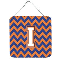 Letter I Chevron Blue and Orange 3 Wall or Door Hanging Prints