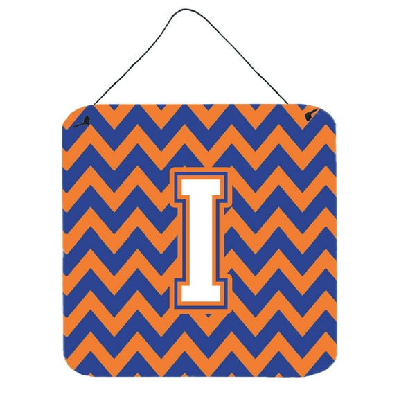 Letter I Chevron Blue and Orange 3 Wall or Door Hanging Prints