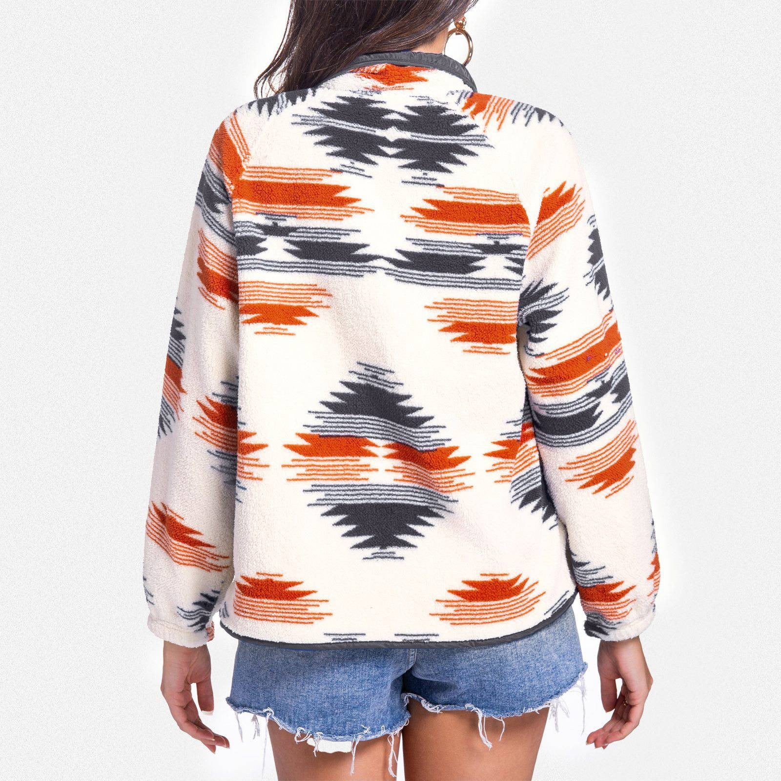 Veste pour Femmes Manteau Imprimé Ethnique Cardigan à Blocs de - Main Image