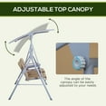 thumbnail image 3 of Outsunny 2 Person Porch Swing with Stand, Outdoor Swing with Canopy, Pivot Storage Table, 2 Cup Holders, Cushions for Patio, Backyard, Beige, 3 of 9
