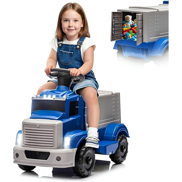 Yeshouse 6V de paseo en camión para niños pequeños - coche eléctrico w/ amplio almacenamiento, música, luces LED, batería recargable y botón de inicio fácil, juguete de interior/al aire libre