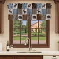 thumbnail image 6 of Blue Checkered Cabin Curtain Valances for Windows, Kitchen Valance Window Treatments Panel 2 Pack, Farmhouse Forest Brown Buffalo Plaid Rod Pocket Short Curtains for Bathroom Bedroom 42 x 12 Inch, 6 of 8
