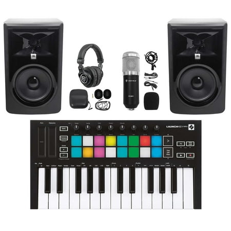 Music Production Kit (2) JBL 306P 6" Studio Monitors+Controller+Headphones+Mic