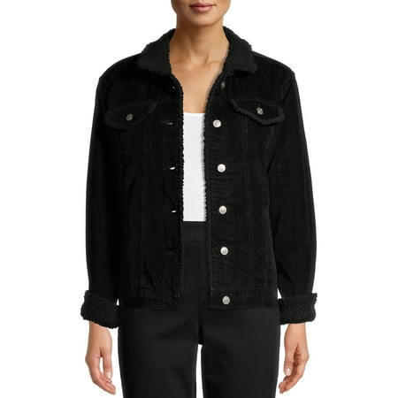 Time And Tru Women's Sherpa Lined Corduroy Jacket