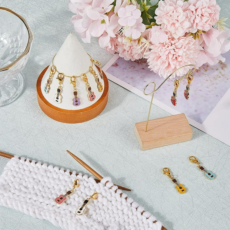 SUNNYCLUE Crochet Stitch Markers - 24 PC Guitar Shape Markers In 6 Colors