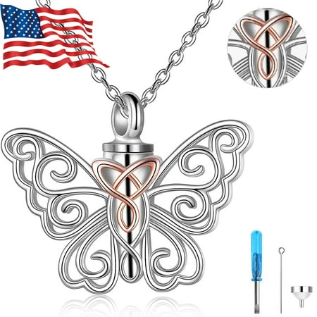 Butterfly Cremation Urn Necklace for Ashes Keepsake Memorial Urn Locket for Ashes Jewelry Gift