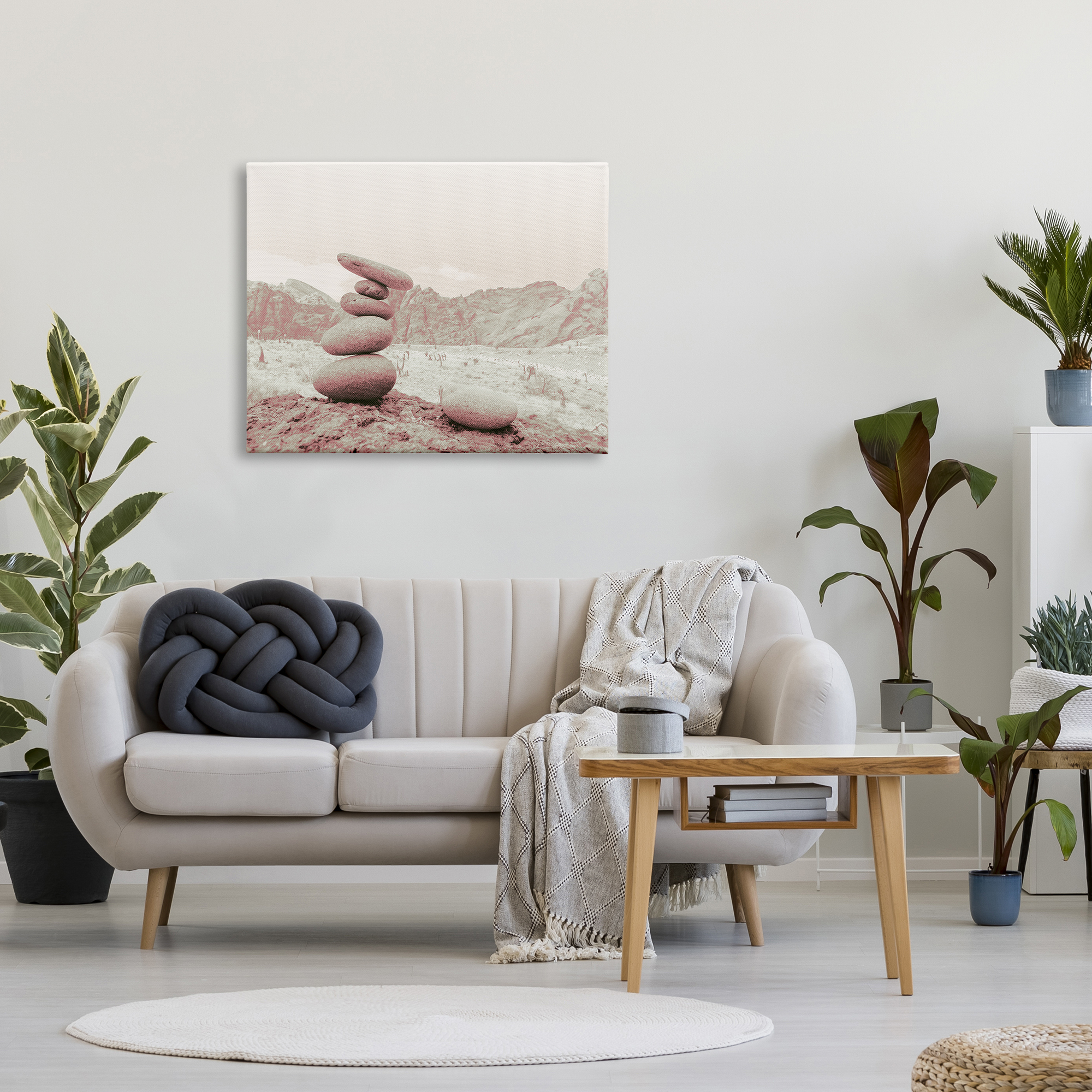 Stupell Industries Zen Rocks Stacked Desert Canyon Monochromatic Landscape Landscape Photography Gallery Wrapped Canvas Print Wall Art, 30 x 40