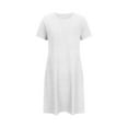 thumbnail image 5 of Stamzod Sleep Shirts for Women Solid Color Crewneck Summer Night Dress Sleepwear Short Sleeve Casual Nightgowns for Women White XXL, 5 of 6