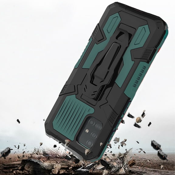 Samsung Galaxy S21 FE Case [Not Fit Samsung S20 FE/S21] Dual Layers [Combo Holster] And Built-In Kickstand Bundled Hybird Shockproof (Green)