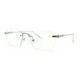 thumbnail image 5 of Rimless Rectangle Celtic Cross Luxury Fashion Blue Light Filter Clear Lens Eyeglasses Silver, 5 of 8