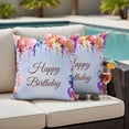 thumbnail image 4 of Outdoor Pillow Covers Pack of 2, Happy Birthday Words Waterproof Throw Pillowcase Cushion Cases, Watercolor Balloons Butterflies Decorative Pillow Cover for Couch Sofa Home Bed Patio, 4 of 9