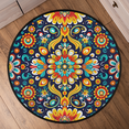 thumbnail image 6 of CURLYOOT Mexican 5.2ft Round Rug for Living Room, Large Washable Area Rug, Non Slip Floor Mat Colorful Flowers Indoor Rugs for Bedroom, Dining Room, Offices, Entryway, 6 of 7