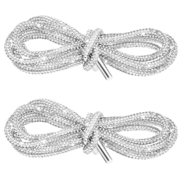 Trianu 2Pcs Rhinestone Shoe Laces 47.2" Sparkling Shoe Ropes Hoodie Strings Sneaker Laces Universal Crystal Shoestrings for Boot Shoe Casual Shoes, White