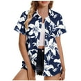 thumbnail image 2 of Byworldtasic Women's Collared Shirt Women Hawaiian Shirt Soft Cool Summer Hawaii Shirts Floral Tropic Print V Neck T-Shirt Short Sleeve Button Up Tops Multicolor-1, 2 of 5
