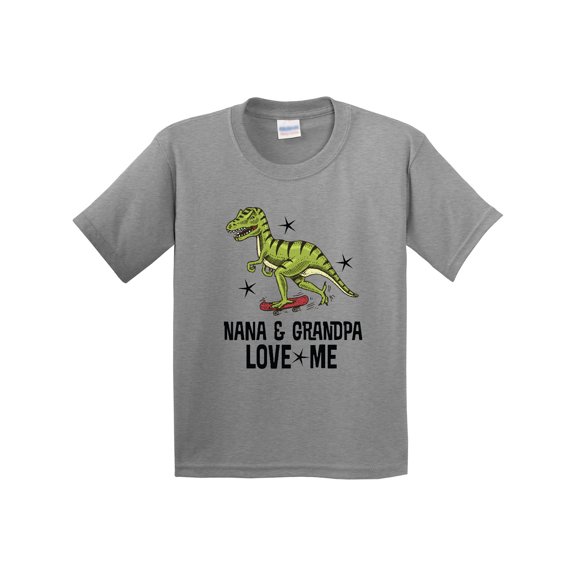Inktastic Nana and Grandpa Love Me Dinosaur Grandson Youth T-Shirt