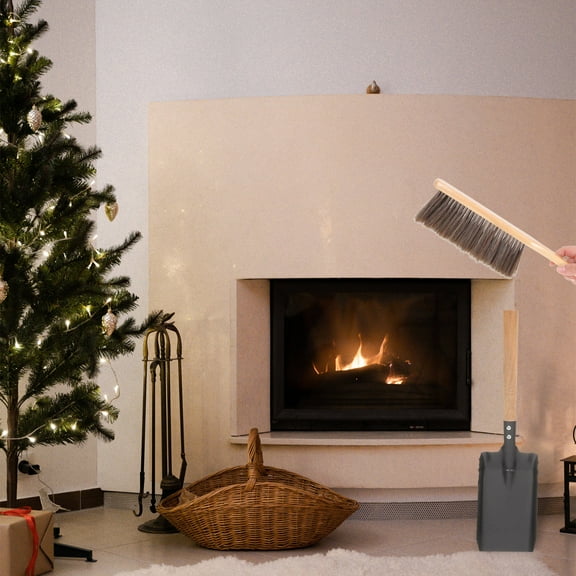 RENACLIPY Fireplace Tool Set, Multi-Color Wooden and Iron Ash Removal Tools, 5-Piece Set for Home Fireplace