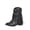 Black, variant on Up to 65% off Women Round Head Embroidery Coarse Following Fringed Denim Boots Brown US Size:5.5