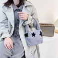 thumbnail image 3 of Sywqhk Bolso De Mano Con Estampado Retro Para Mujer, Bolsos Pequeños De Felpa Para Otoño E Invierno (Estrella Gris) Sywqhk Para estrenar, 3 of 8