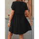 thumbnail image 4 of Vestido Bohemio de Fiesta para Mujer, de Corta, con Botones y Cuello en V, con Bolsillos, Color Negro, Talla XL, 4 of 6