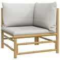 thumbnail image 4 of vidaXL 6 Piece Patio Lounge Set with Light Gray Cushions Bamboo, 4 of 9