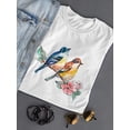 thumbnail image 3 of Cute Floral Watercolor Birds T-Shirt Women -Image by Shutterstock, Female x-Large, 3 of 4