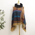 thumbnail image 1 of Foulard Multicolore Poncho Imprimé pour Femmes avec Franges Châle Tricoté Foulard Frangée Chandail Cape Cadeaux pour Femmes Foulard Ourlet à Franges Cape Châle, 1 of 4