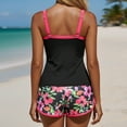 thumbnail image 6 of Tqyyweavej Spaghetti Strap Tankini Swimsuits for Women Square Neck Color Block Slim Tankini Top and Floral Loose Swimwear Shorts with Sports Bra, 6 of 6