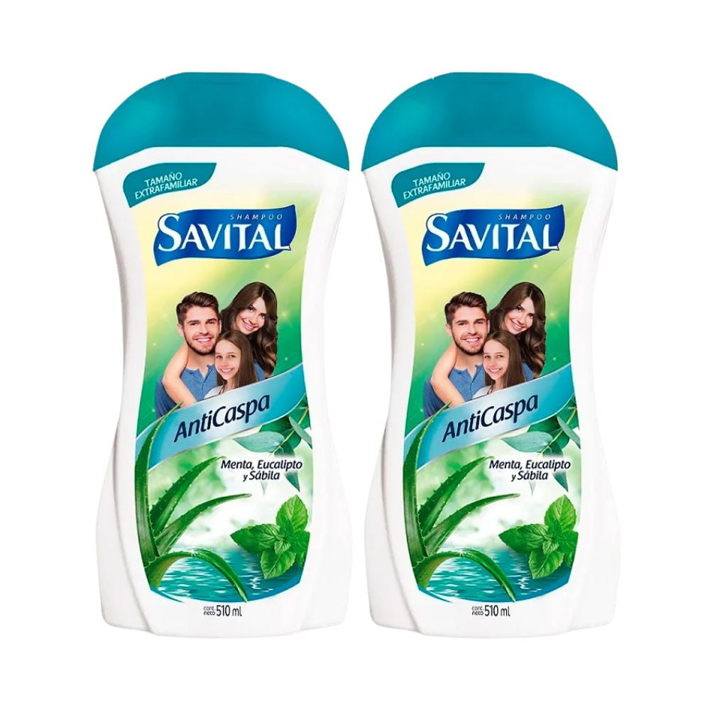 Savital Shampoo Anticaspa con Sabila Suavidad Increible y limpieza refrescante  (2 pack)