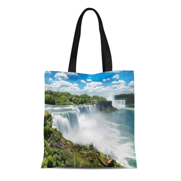 JSDART Canvas Bag Resuable Tote Grocery Shopping Bags Blue Usa Niagara Falls Between United States of America and Canada Green Tote Bag